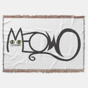 Meow Cat Typography Throw Blanket