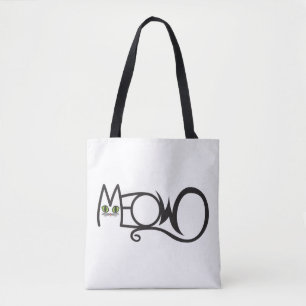 Meow Cat Typography Tote Bag