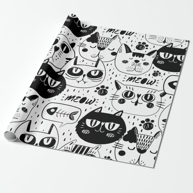 Meow Cat Wrapping Paper (Unrolled)