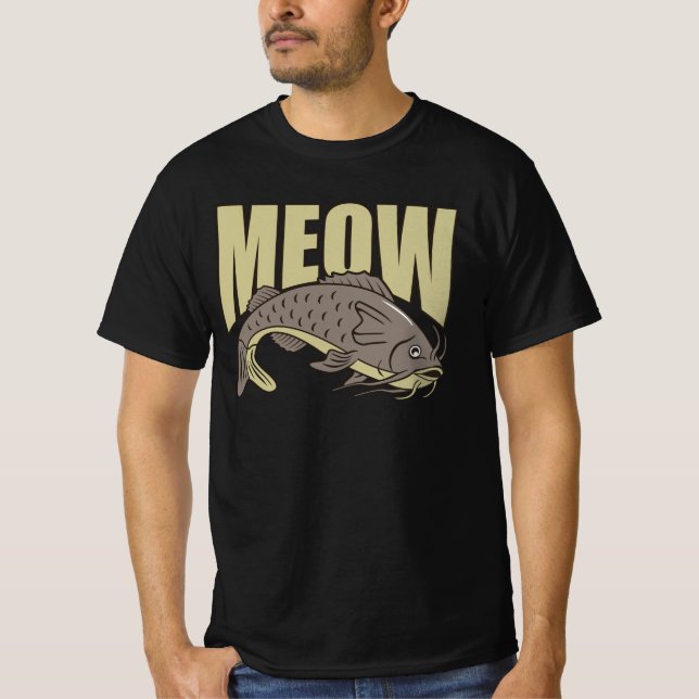 Meow Catfish Funny Catfishing Fish Lover Retro T-Shirt (Front)