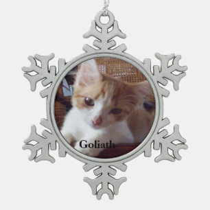 Meow Cats Snowflake Pewter Christmas Ornament