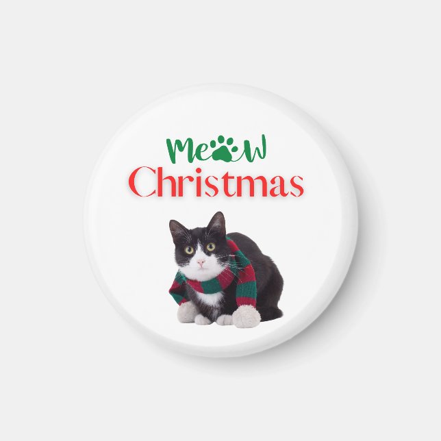 MEOW CHRISTMAS CAT MAGNET (Front)