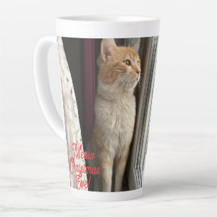 Meow Christmas' Eve , photo,text, replacable  Latte Mug