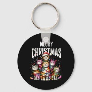 Meow Christmas Fun Cat Mum Cat Dad Christmas Cat Key Ring