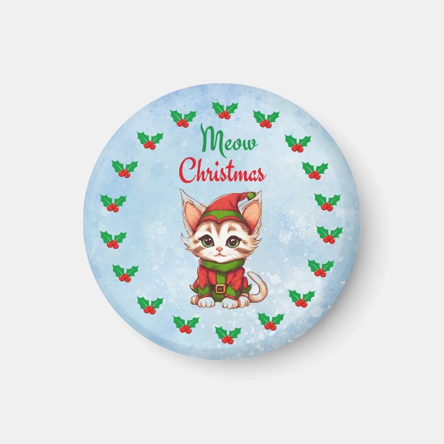 Meow Christmas Magnet (Front)