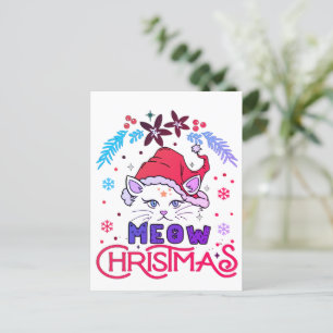 Meow Christmas, Merry Christmas Holiday Postcard