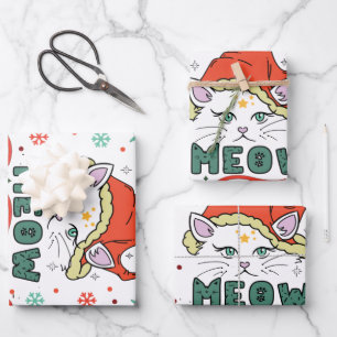 Meow Christmas, Merry Christmas Wrapping Paper Sheet