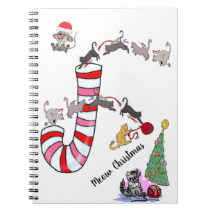 Meow Christmas Spiral Notebook Cats Mice 