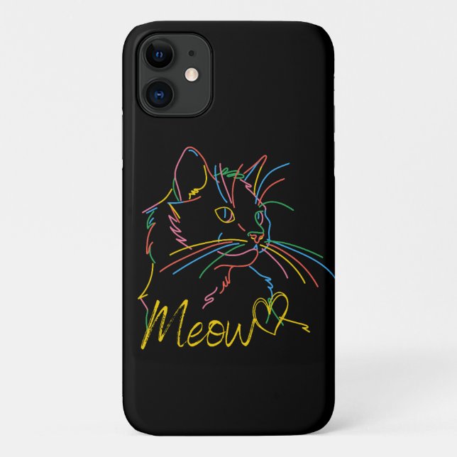 meow colourful cat case for ipone (Back)
