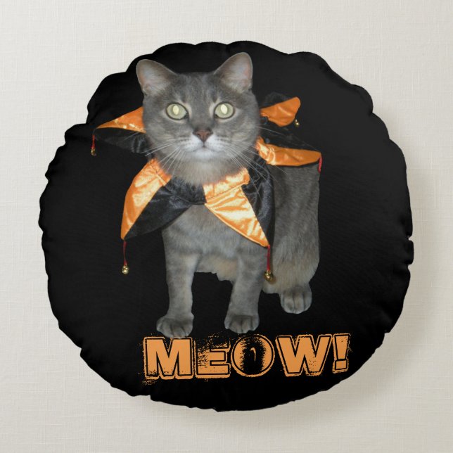 Meow Costume Cat Round Cushion (Front)