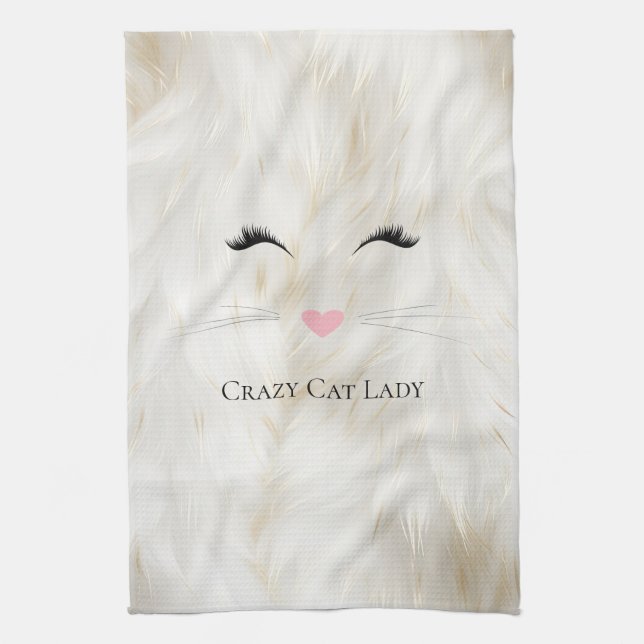 Meow Crazy Cat Lady Tea Towel (Vertical)