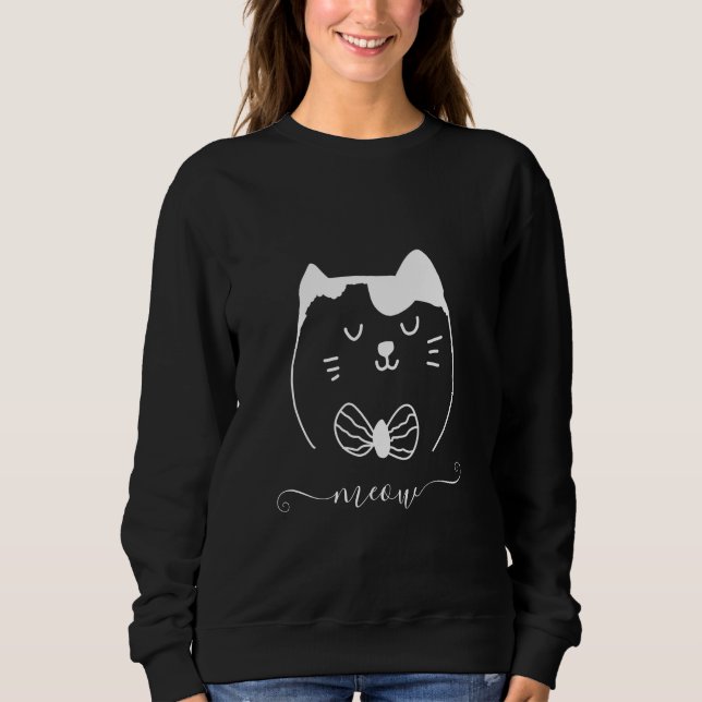 Meow Cute Cat Drawing Sweatshirt (Front)