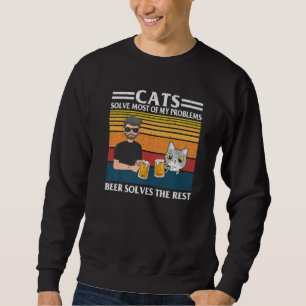 Meow Cute Cat Drinking Beer with a human at the ba Sweatshirt