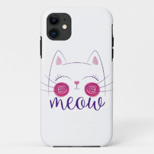 Meow Cute Cat Face. Funny Costume product for Cat iPhone 11 Case