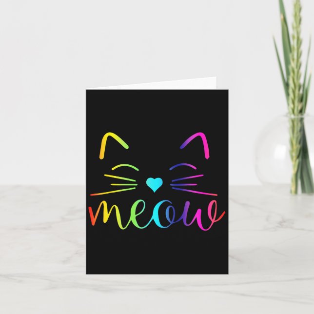 Meow Cute Cat Face Funny Quote For Cat Fans For Me Card (Front)