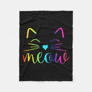 Meow Cute Cat Face Funny Quote For Cat Fans For Me Fleece Blanket