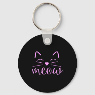 Meow Cute Cat Face Funny Quote For Cat Fans  Key Ring