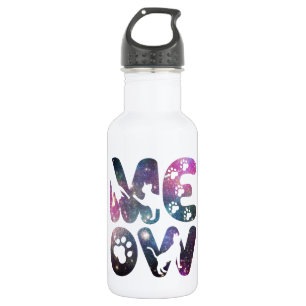 Meow – Cute Cat Silhouettes and Paw Prints Design 532 Ml Water Bottle