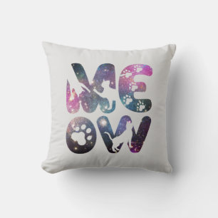 Meow – Cute Cat Silhouettes and Paw Prints Design Cushion