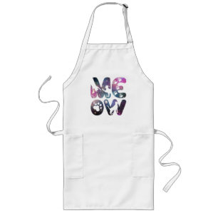 Meow – Cute Cat Silhouettes and Paw Prints Design Long Apron