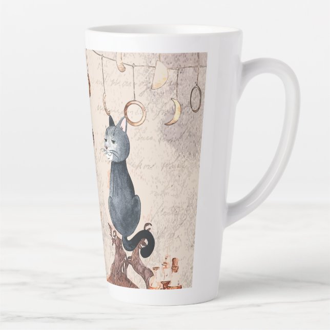 Meow Cute Magic School Cat Latte Mug (Right)