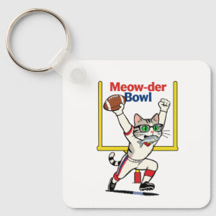 Meow-der Bowl Champion Cat Football Key Ring