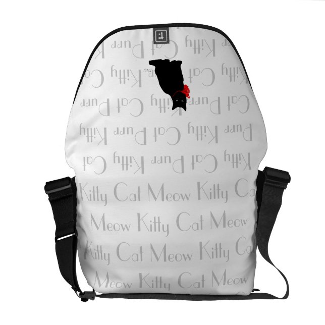 Meow Designer Black Cat Bag Courier Bag (Back Open)