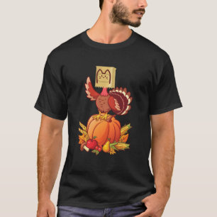 Meow Fake Turkey Cat Costume Funny Pun Thanksgivin T-Shirt