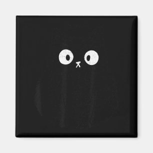Meow Fluffy Black Cat Vintage Funny Cute Kitty Magnet