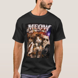 Meow Funny Cat Disco Band 70s Retro Music Fan Pet T-Shirt