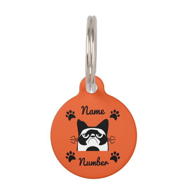 meow funny cat lovers accessories pet tag (Front)