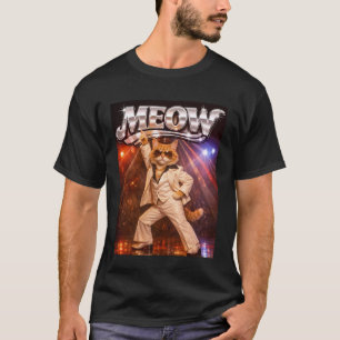 Meow Funny Disco Cat Feline Dancer 70s Retro Music T-Shirt