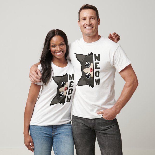 Meow Funny Tuxedo Cat is watching Pun  T-Shirt (Unisex)