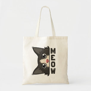 Meow Funny Tuxedo Cat is watching Pun Tote Bag