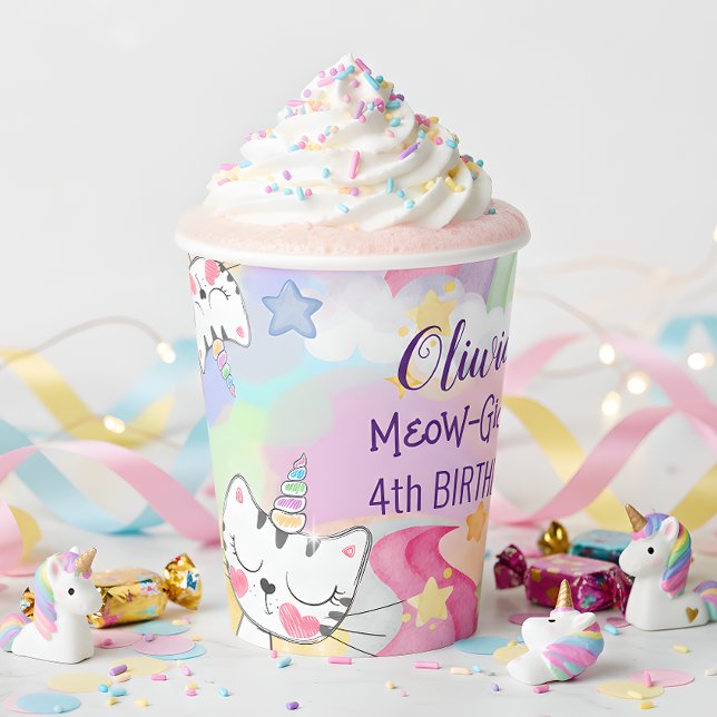 Meow-gical caticorn birthday paper cup (Creator Uploaded)