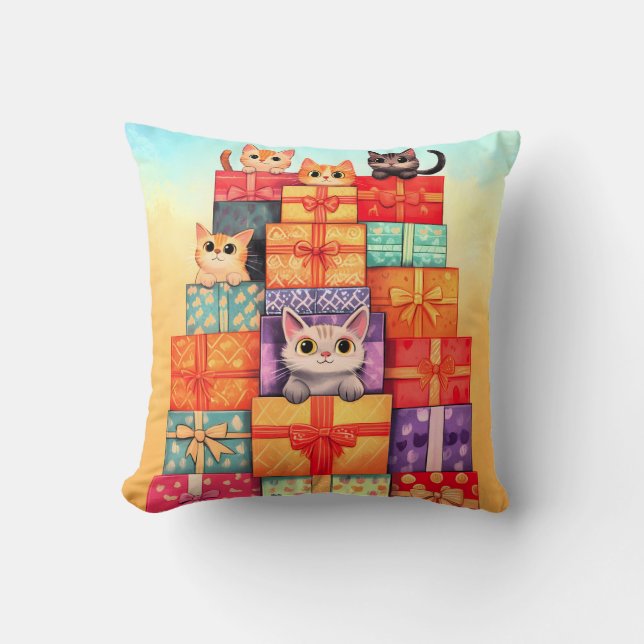 Meow Gift Birthday Tower Cushion (Front)