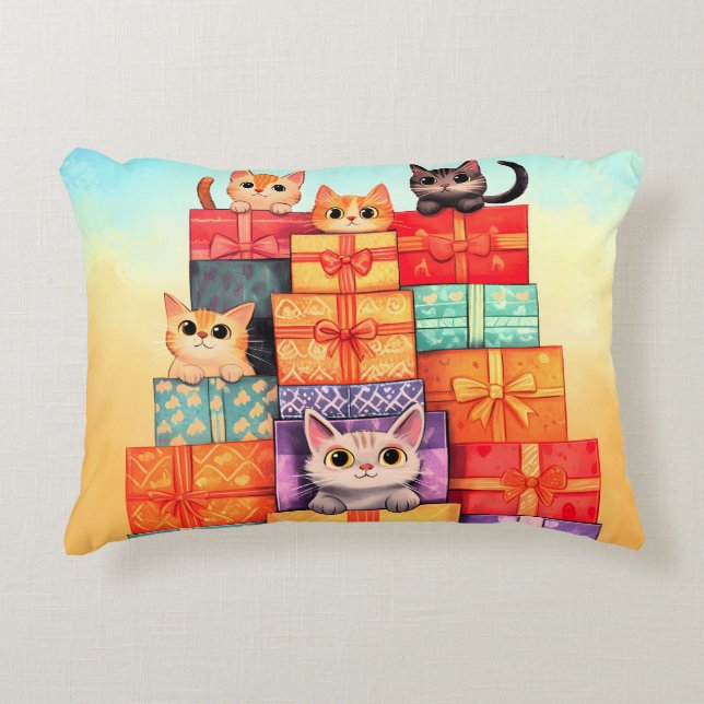 Meow Gift Birthday Tower Decorative Cushion (Front)