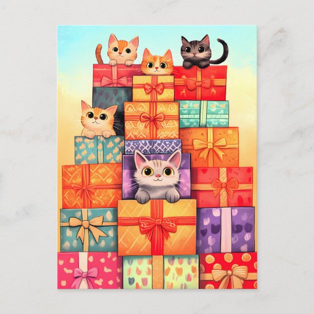 Meow Gift Birthday Tower Holiday Postcard (Front)