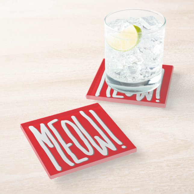 Meow! Glass Coaster (Angled)