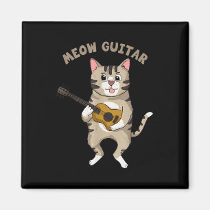 Meow Guitar Cute Cat Playing Guitar Funny Kitties Magnet