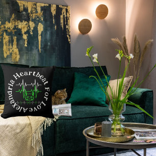 Meow Heartbeat For Love Funny Cute Modern Black Cushion