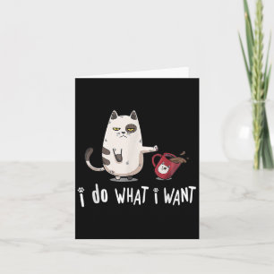 Meow I Do What I Want Vintage Black Cat Red Cup Fu Card