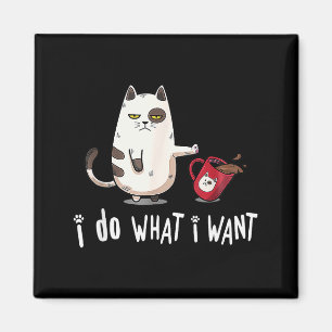 Meow I Do What I Want Vintage Black Cat Red Cup Fu Magnet
