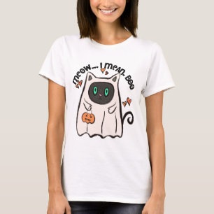 Meow...I Mean, Boo! Black Cat Ghost Halloween Mug T-Shirt