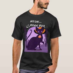 Meow I Mean Boo Halloween Vampire Sphynx Cat T-Shirt