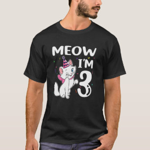 Meow I'm 3 Birthday Cat 3rd Birthday Girl T-Shirt