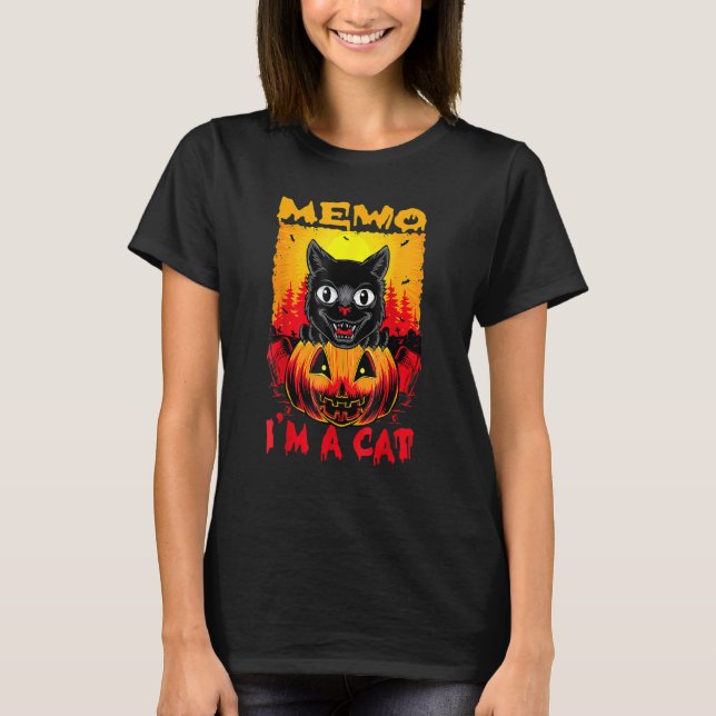 Meow I'm A Cat Spooky Black Cat Halloween Costume T-Shirt (Front)