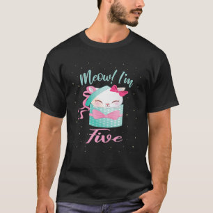 Meow I'm Five Years Old Girl Cat 5Th Birthday Kitt T-Shirt