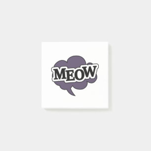 Meow in speech bubble, cats world post-it notes