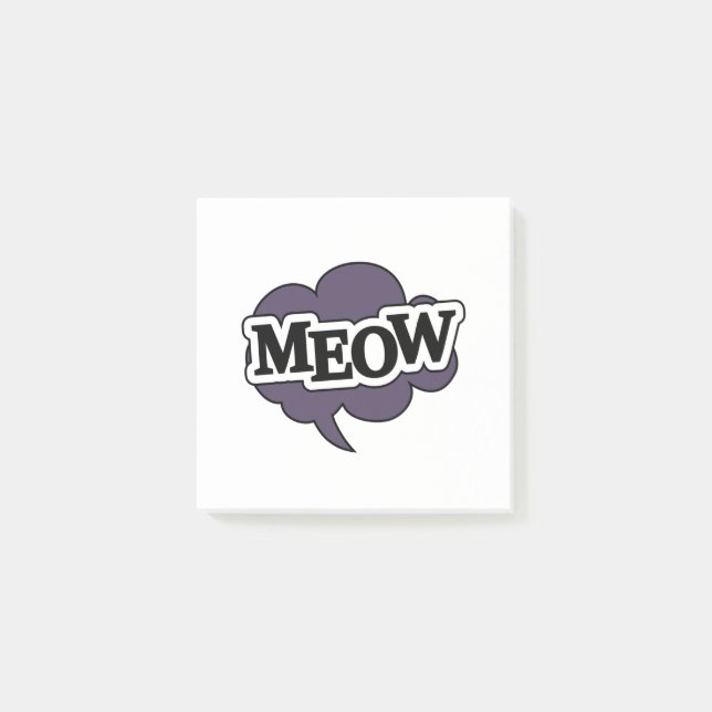 Meow in speech bubble, cats world post-it notes (Front)